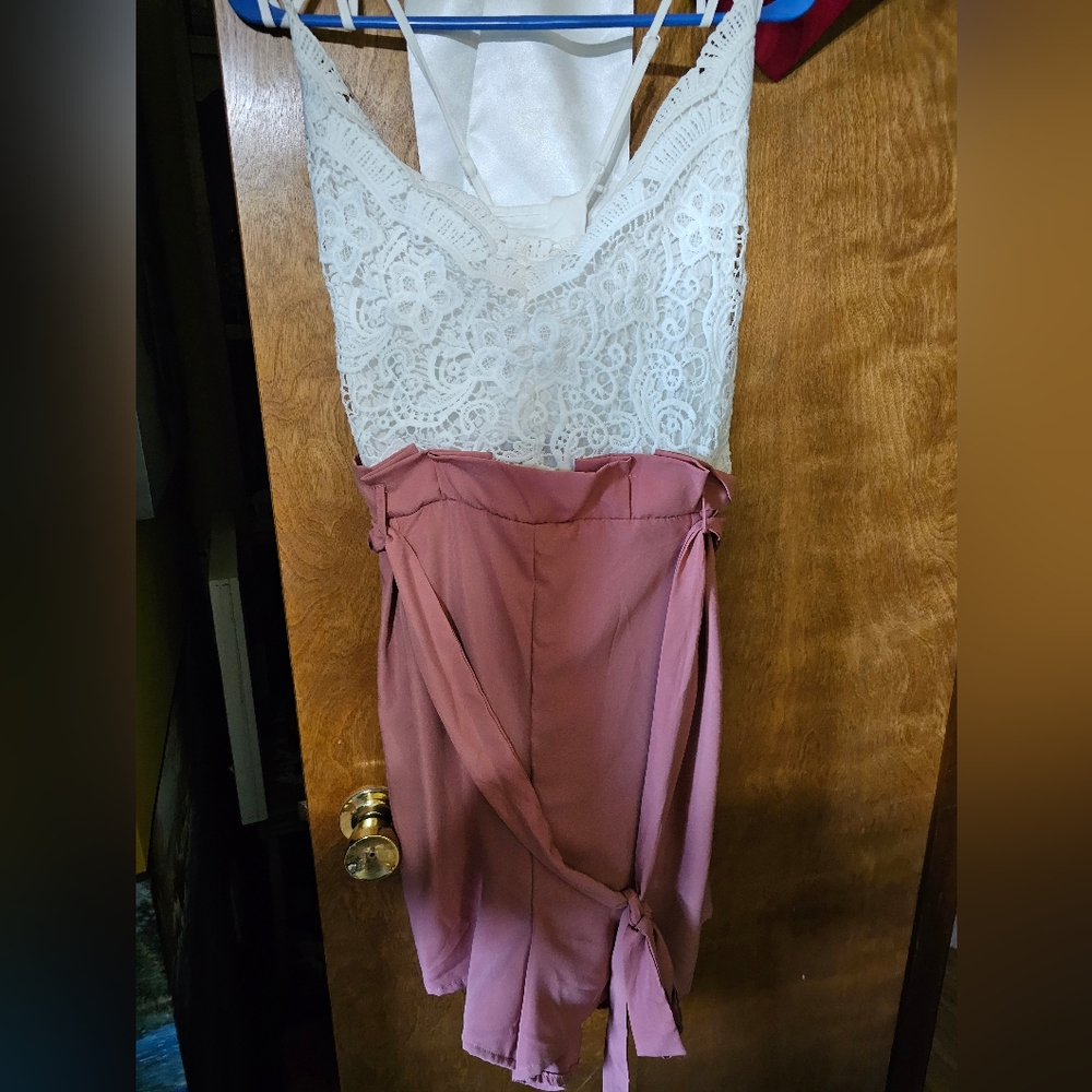 Pink and white romper